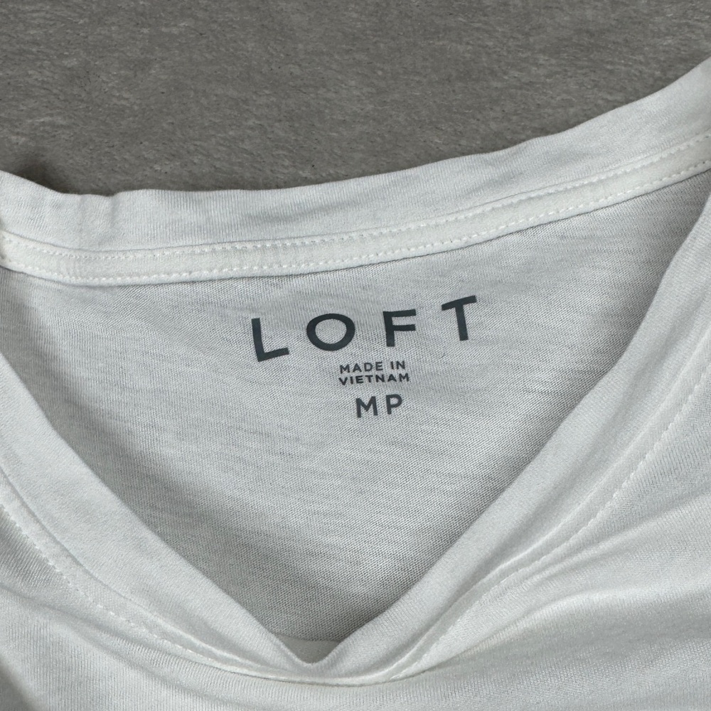 LOFT Embroidered Balloon Sleeve Top White 100% Cotton Lightweight Blouse Size MP - Picture 14 of 15